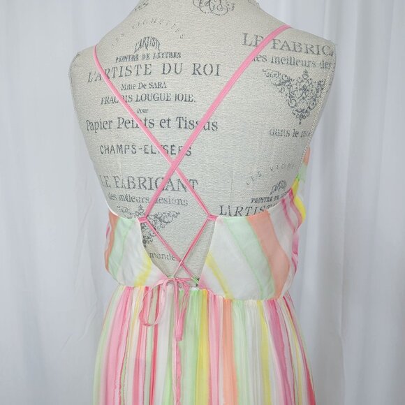 Ramy Brook Dress Small Hi Lo Pink Striped Sleeveless NWT - Picture 8 of 12